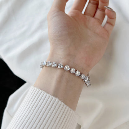 [Revel Jewelry]0.75 Carat Elegant Romantic Heart Shape Lover Bracelet