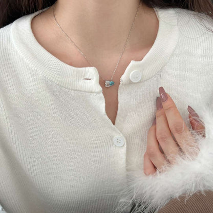 [Revel Jewelry]Dazzling Square & Heart Shape Necklace