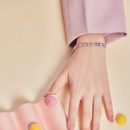 [Revel Jewelry]放射状に輝くエメラルドカットのカラフルなパーティーブレスレット