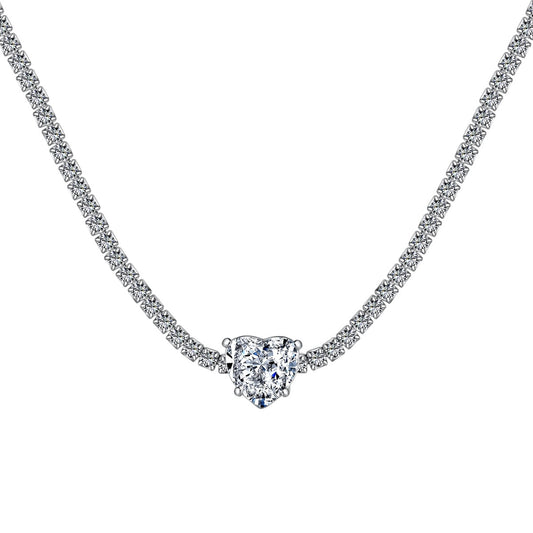 [Revel Jewelry]2.0 Carat Sparkling Tennis Heart Cut Necklace