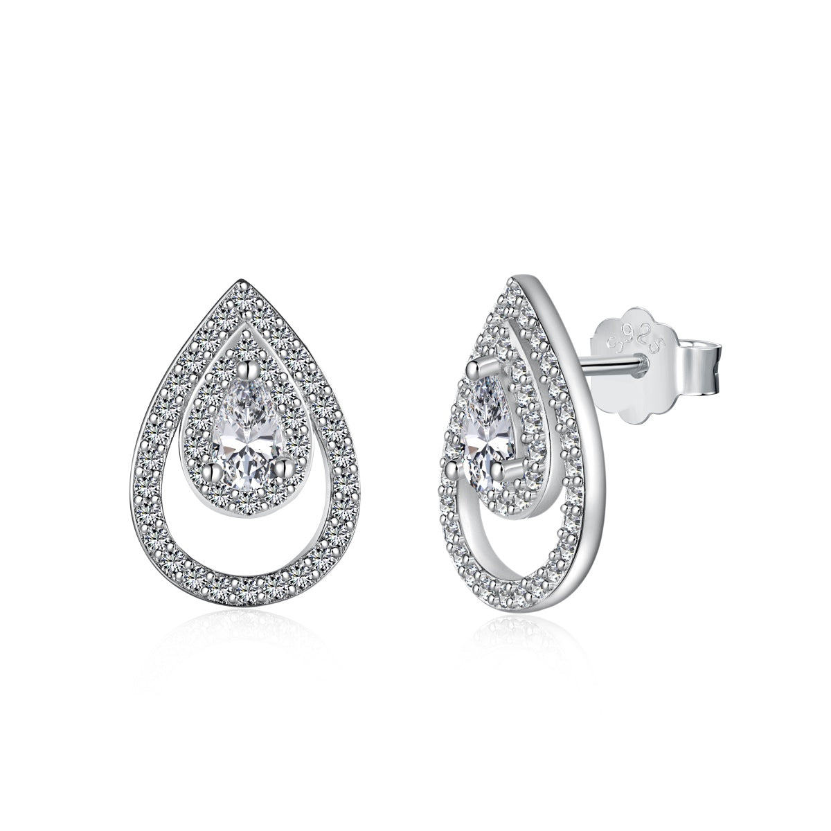 [Revel Jewelry]Sparkling Delicate Water Drop Shape Daily Earrings