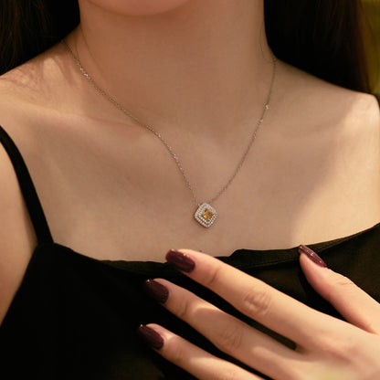 [Revel Jewelry]Funkelnde Asscher-Schliff-Halskette