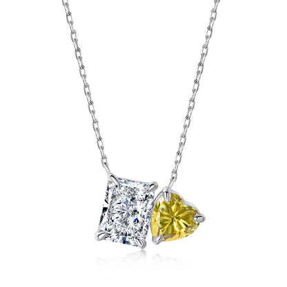[Revel Jewelry]Dazzling Square & Heart Shape Necklace