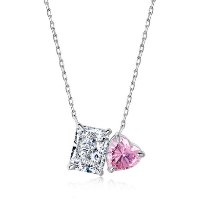 [Revel Jewelry]Dazzling Square & Heart Shape Necklace