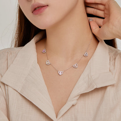 [Revel Jewelry]Funkelnde Fünf-Herzen-Halskette