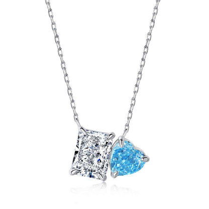 [Revel Jewelry]Dazzling Square & Heart Shape Necklace