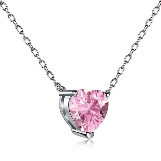 [Revel Jewelry]Heart Shape Main Stone Pendant Collarbone Necklace