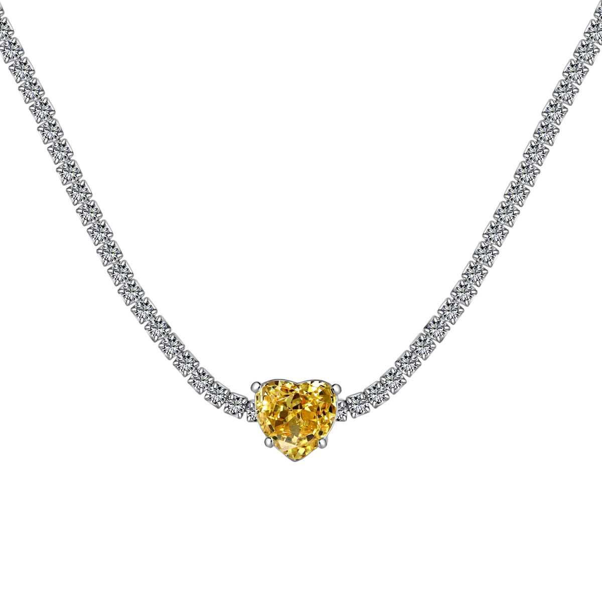 [Revel Jewelry]2.0 Carat Sparkling Tennis Heart Cut Necklace