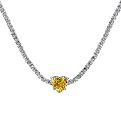 [Revel Jewelry]2.0 Carat Sparkling Tennis Heart Cut Necklace