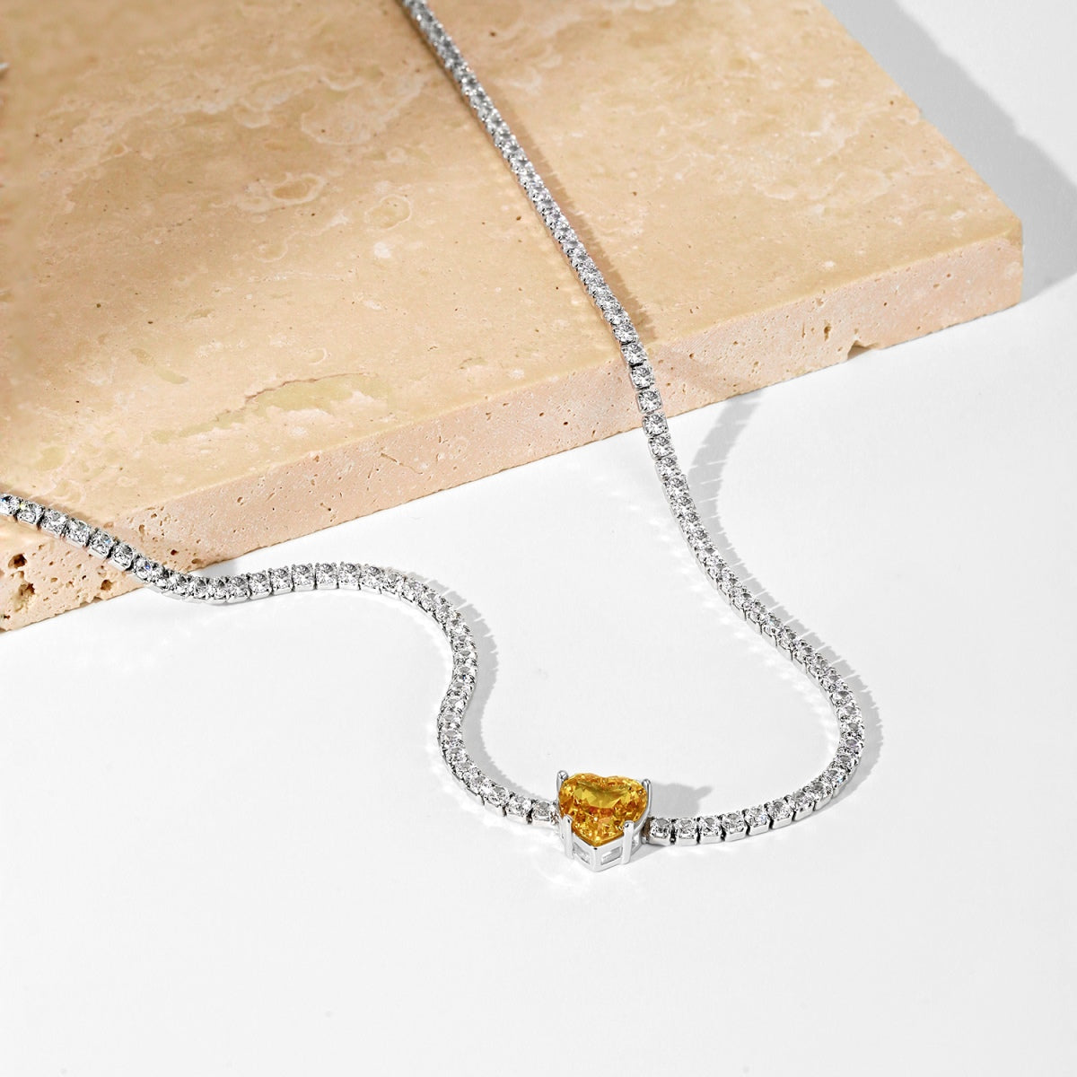 [Revel Jewelry]2.0 Carat Sparkling Tennis Heart Cut Necklace