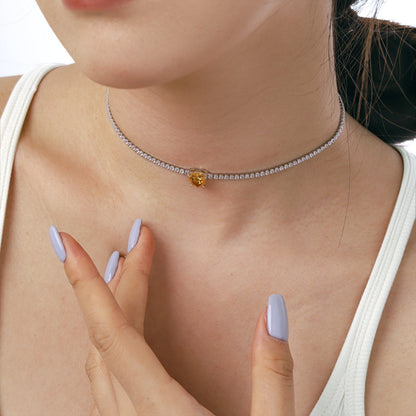 [Revel Jewelry]2.0 Carat Sparkling Tennis Heart Cut Necklace