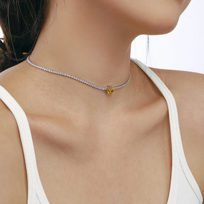 [Revel Jewelry]2.0 Carat Sparkling Tennis Heart Cut Necklace