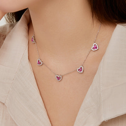 [Revel Jewelry]Funkelnde Fünf-Herzen-Halskette