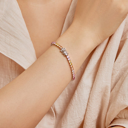 [Revel Jewelry]華やかなカラフルラウンドカットテニスブレスレット
