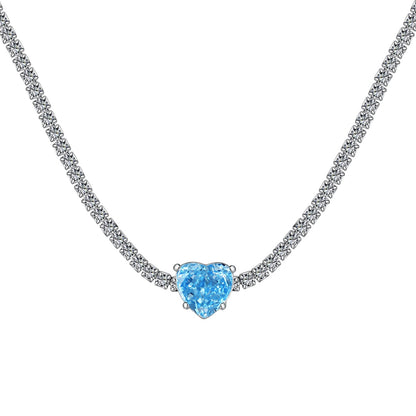 [Revel Jewelry]2.0 Carat Sparkling Tennis Heart Cut Necklace