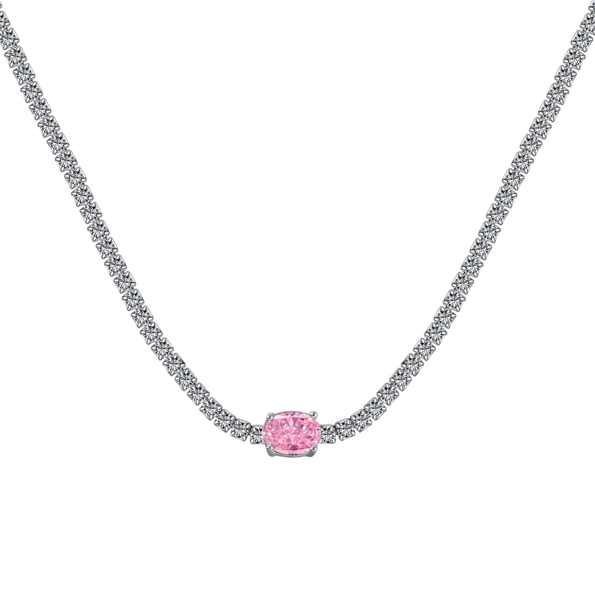 [Revel Jewelry]1.0 Carat Shining Oval Cut Necklace