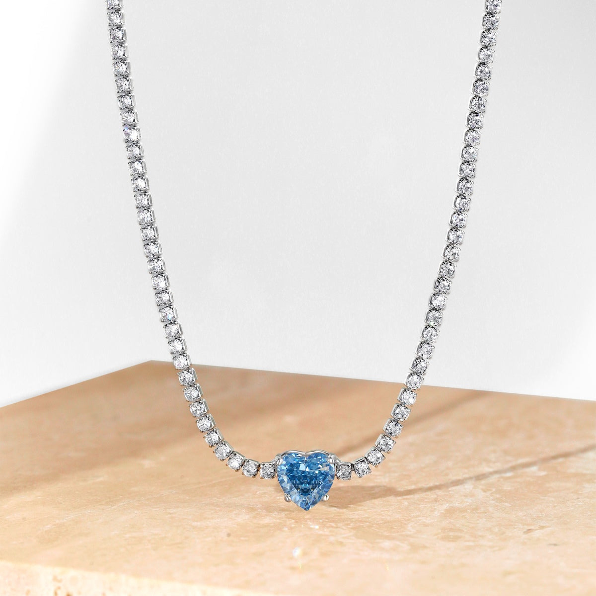 [Revel Jewelry]2.0 Carat Sparkling Tennis Heart Cut Necklace