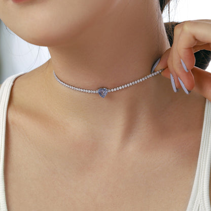 [Revel Jewelry]2.0 Carat Sparkling Tennis Heart Cut Necklace