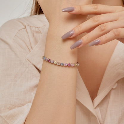 [Revel Jewelry]華奢なカラフルエメラルドカットデイリーブレスレット