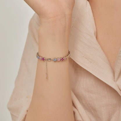 [Revel Jewelry]華奢なカラフルエメラルドカットデイリーブレスレット