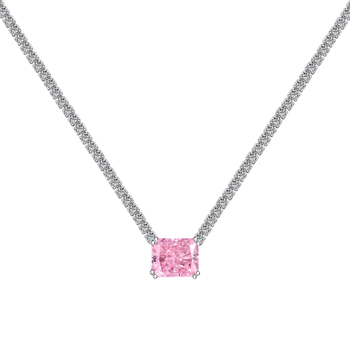 [Revel Jewelry]4.0 Carat Elegant Radiant Cut Necklace