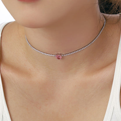 [Revel Jewelry]2.0 Carat Sparkling Tennis Heart Cut Necklace