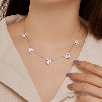 [Revel Jewelry]Funkelnde Fünf-Herzen-Halskette