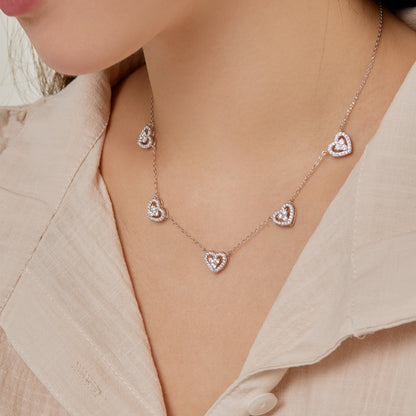 [Revel Jewelry]Funkelnde Fünf-Herzen-Halskette