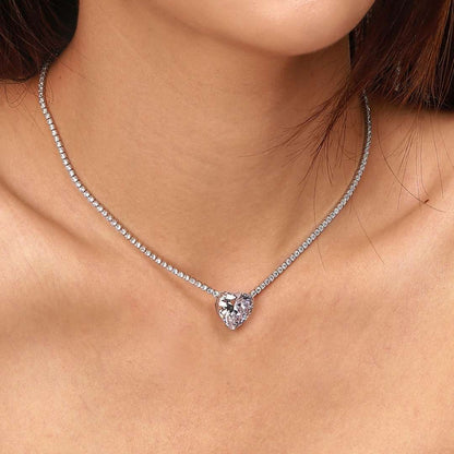 [Revel Jewelry]8.0 Carat Versatile Colorful Sweet Heart-Shaped Tennis Necklace