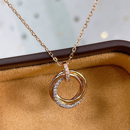 [Revel Jewelry]TRINITY NECKLACE SILVER GOLD PINK GOLD DIAMONDS