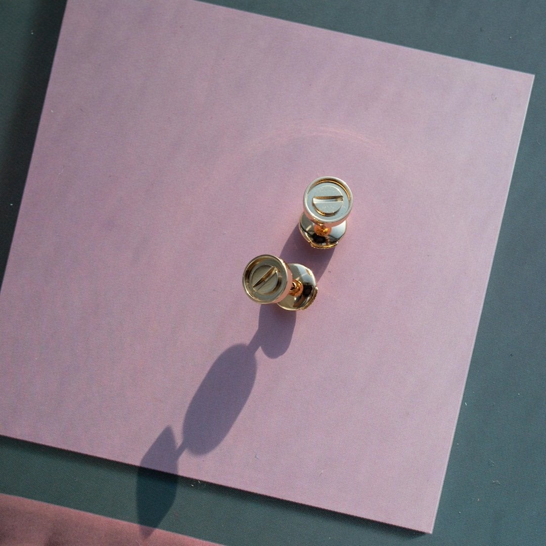 [Revel Jewelry]LOVE EARRINGS PINK GOLD 10MM