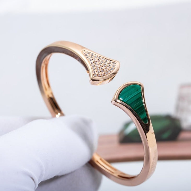[Revel]DREAM BRACELET OPEN MALACHITE PINK GOLD