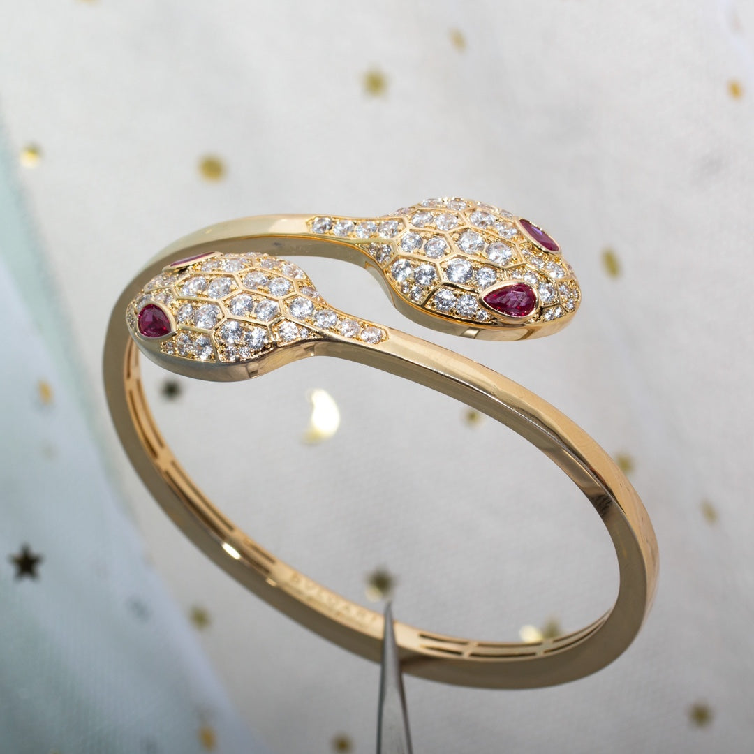 [Revel]SERPENTI BRACELET PINK GOLD DIAMOND DOUBLE SNAKE
