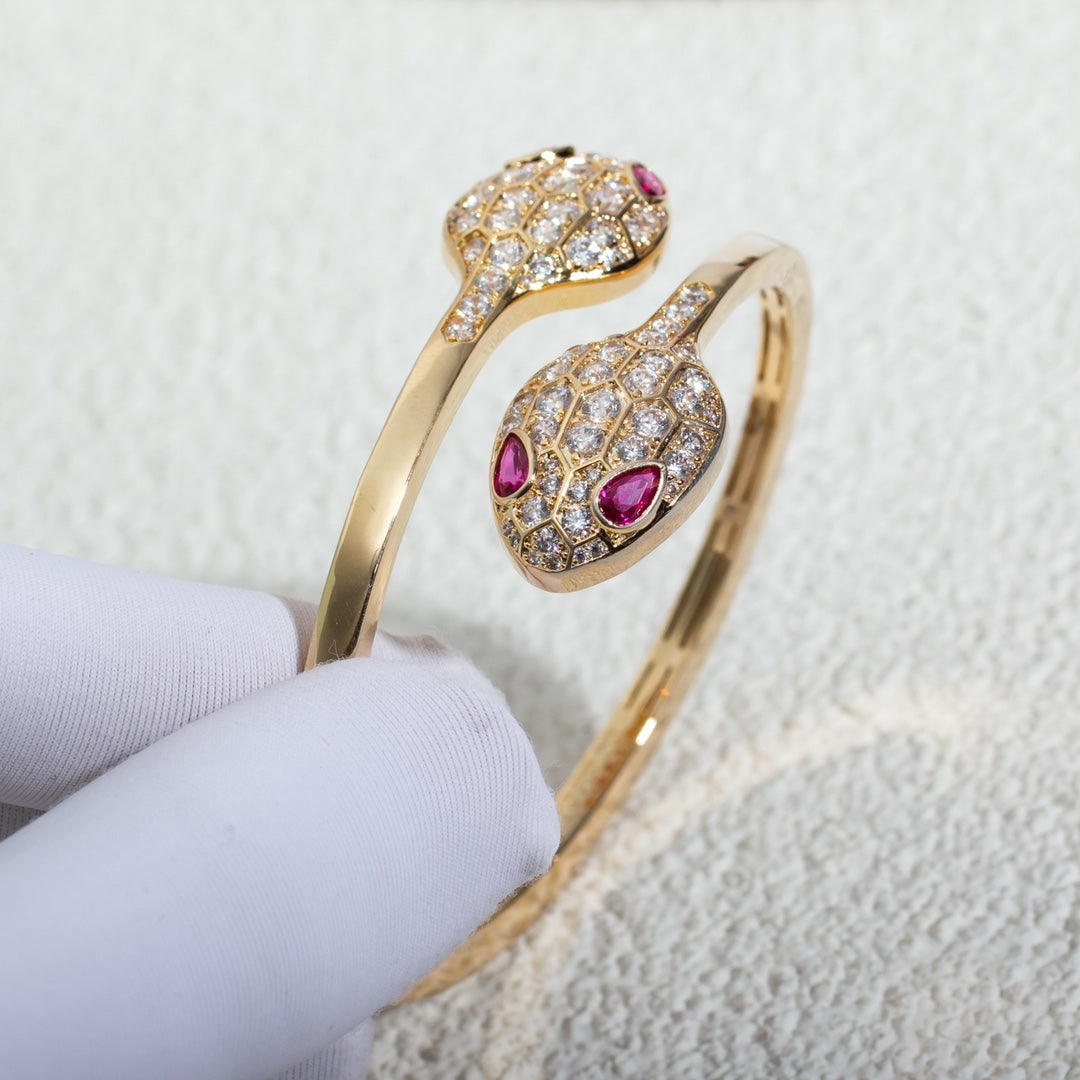 [Revel]SERPENTI BRACELET PINK GOLD DIAMOND DOUBLE SNAKE