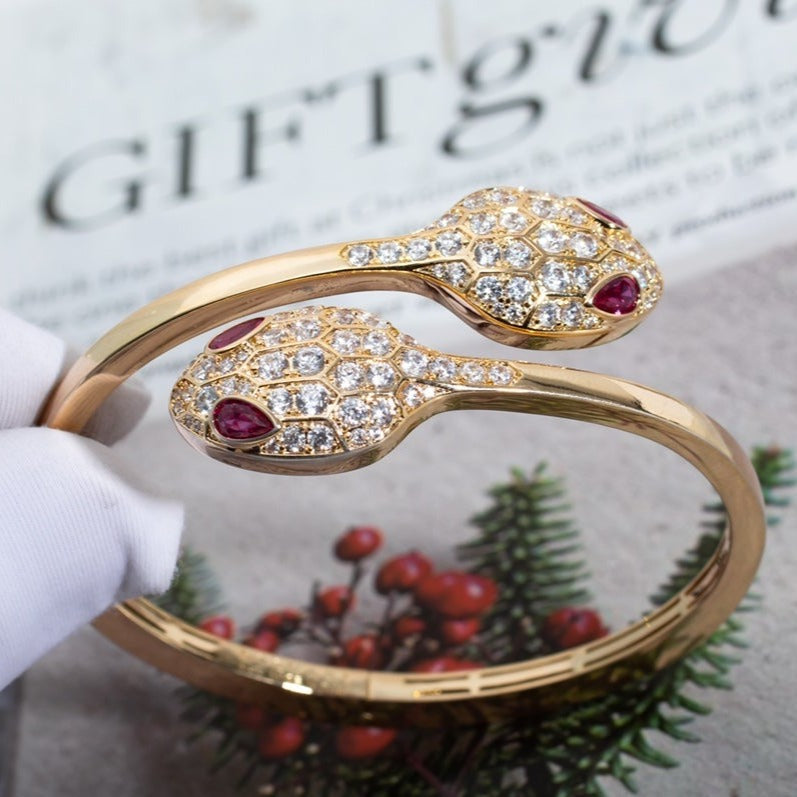 [Revel]SERPENTI BRACELET PINK GOLD DIAMOND DOUBLE SNAKE