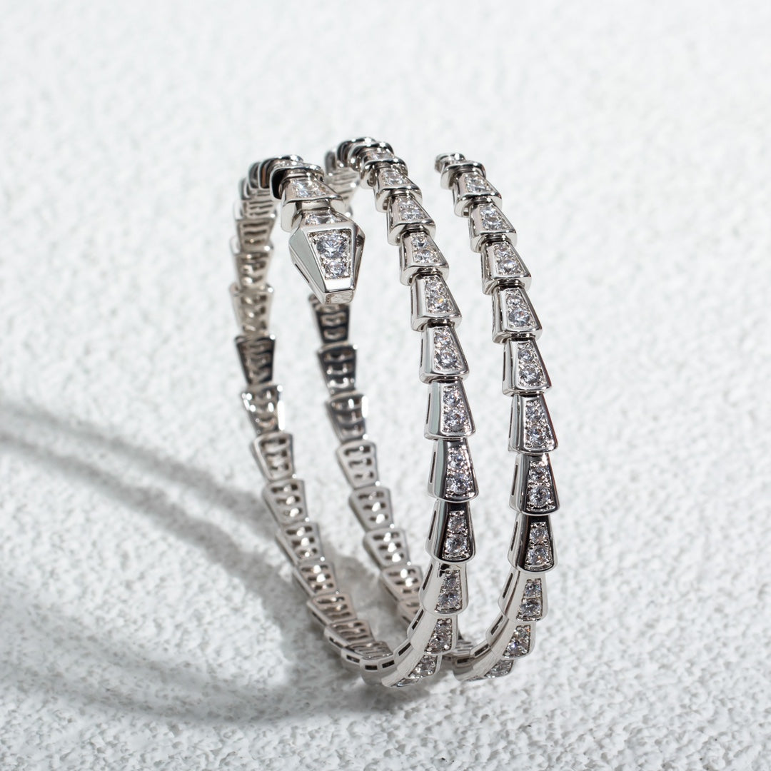 [Revel]SERPENTI BRACELET SILVER DIAMOND DOUBLE ROW