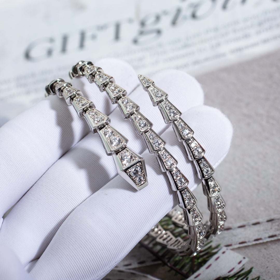 [Revel]SERPENTI BRACELET SILVER DIAMOND DOUBLE ROW