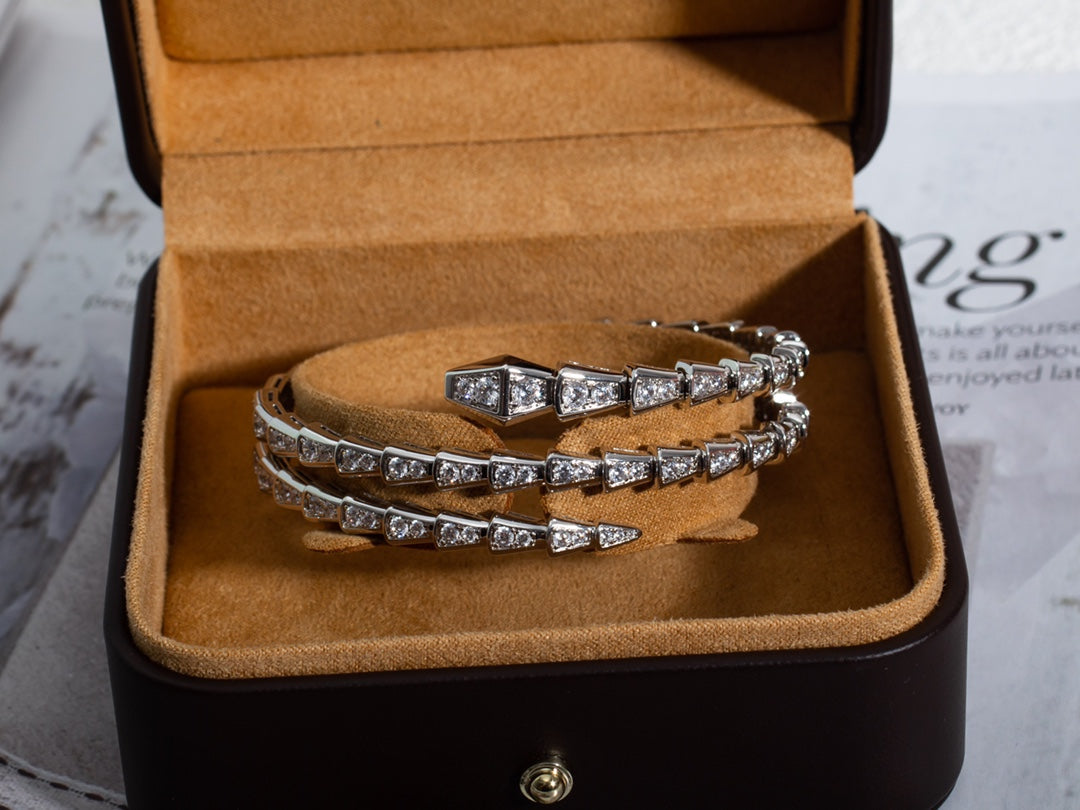[Revel]SERPENTI BRACELET SILVER DIAMOND DOUBLE ROW