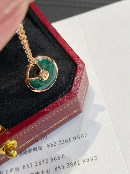 [Revel Jewelry]AMULETTE ROSE GOLD MALACHITE NECKLACE