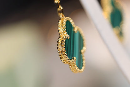 [Revel Jewelry]クローバー イヤリング ゴールド マラカイト ダイヤモンド 3モチーフ