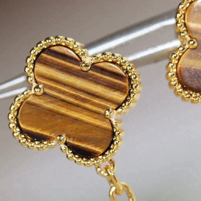 [Revel Jewelry]CLOVER  2 MOTIF  TIGER EYE CARNELIAN EARRINGS