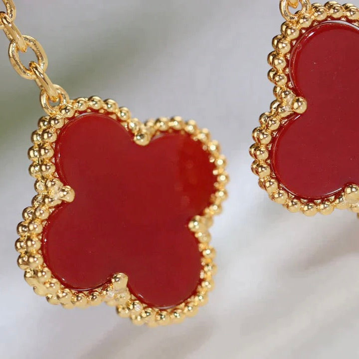 [Revel Jewelry]CLOVER  2 MOTIF  TIGER EYE CARNELIAN EARRINGS