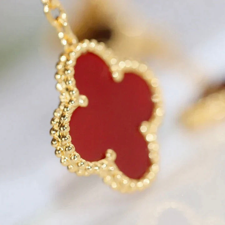 [Revel Jewelry]CLOVER  2 MOTIF  TIGER EYE CARNELIAN EARRINGS