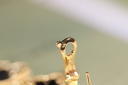 [Revel Jewelry]クローバーイヤリング ゴールドオニキス MOP 3モチーフ