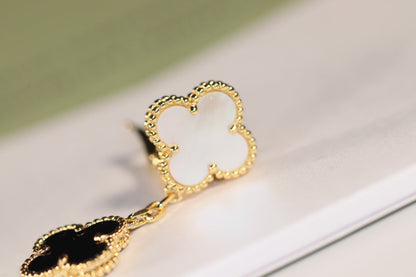 [Revel Jewelry]クローバーイヤリング ゴールドオニキス MOP 3モチーフ
