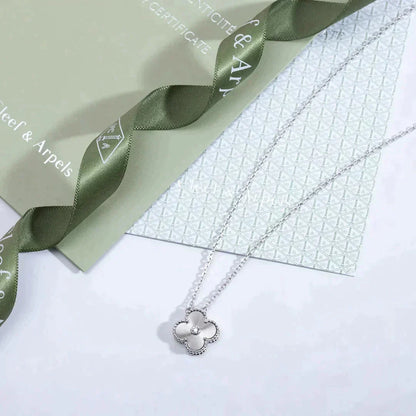[Revel Jewelry]CLOVER  15MM DIAMOND LASER NECKLACE SILVER