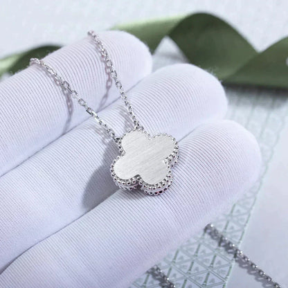 [Revel Jewelry]CLOVER  15MM DIAMOND LASER NECKLACE SILVER