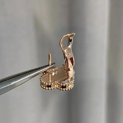 [Revel Jewelry]CLOVER MEDIUM 1 MOTIFS  PINK MOP DIAMOND EARRINGS