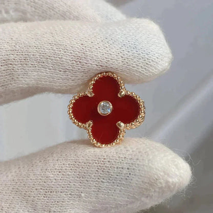 [Revel Jewelry]CLOVER MEDIUM 1 MOTIFS CARNELIAN  DIAMOND EARRINGS
