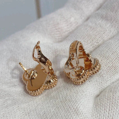 [Revel Jewelry]CLOVER MEDIUM 1 MOTIFS CARNELIAN  DIAMOND EARRINGS